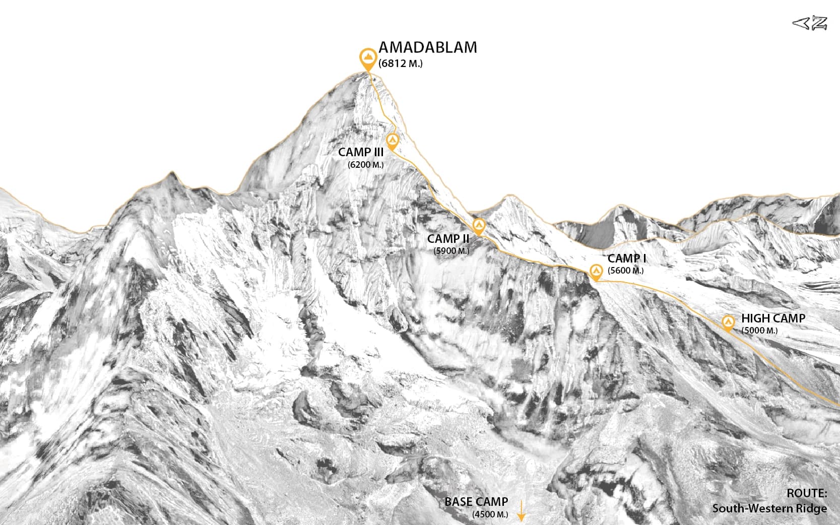 Himalayan Ecstasy's Ama Dablam Route Map