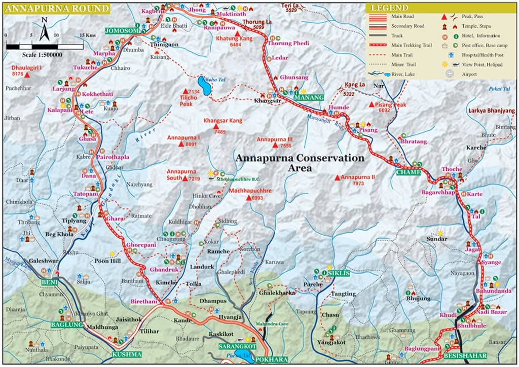 Annapurna Circuit Trek Map