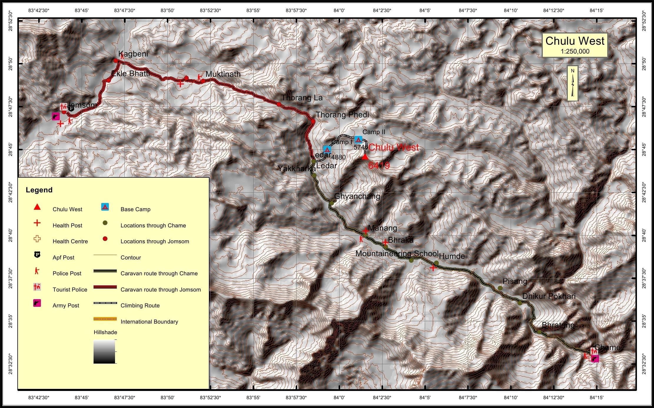 Chulu West Peak Expedition Map by Himalayan Ecstasy